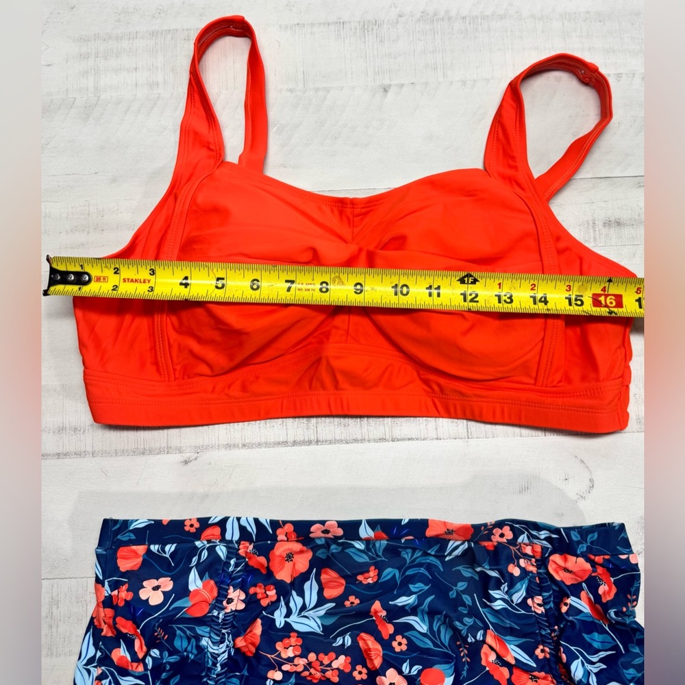 Hanna Nikole Plus Size Swimsuit Set Twist Front Bikini Drawstring Ruched Bottom - Picture 7 of 14
